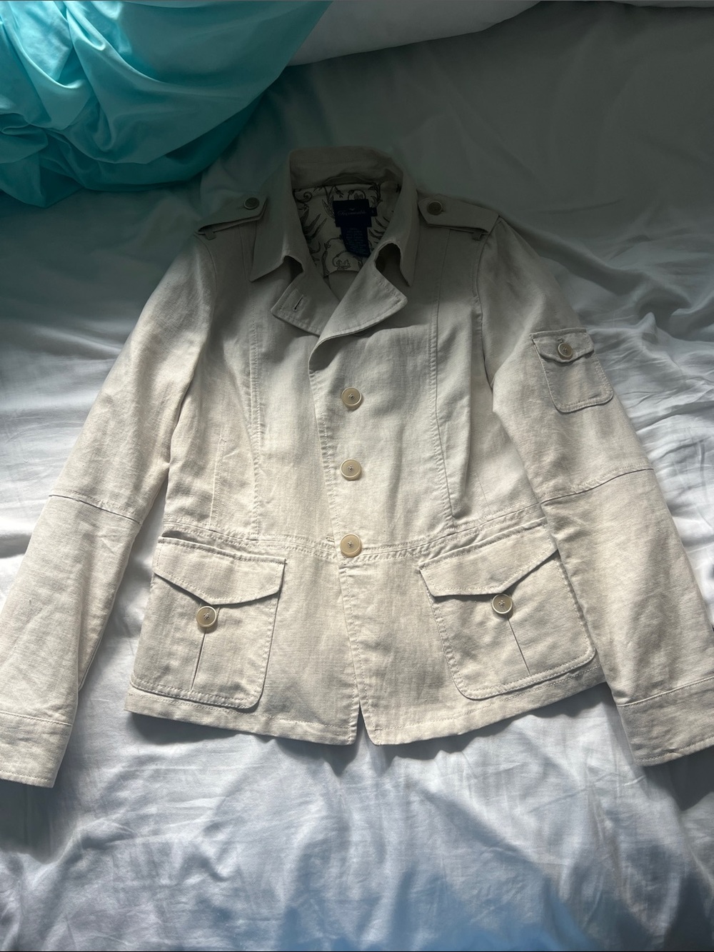 Faconnable Light Beige Casual Button-Front Jacket